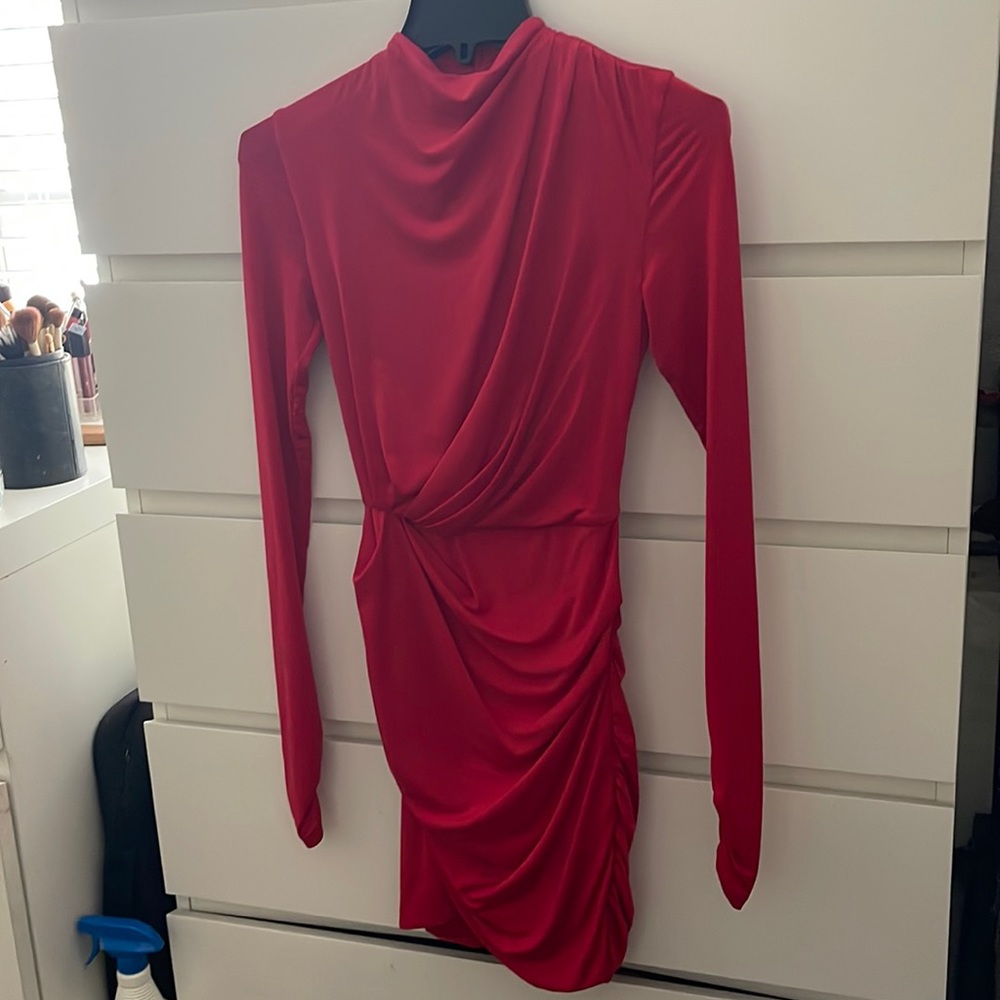 House of Cb red dress ruched